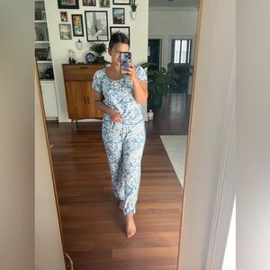 Lake Pajama Blue Hydrangeas Short Sleeve Short Set Size Medim Lounge Chic Cozy